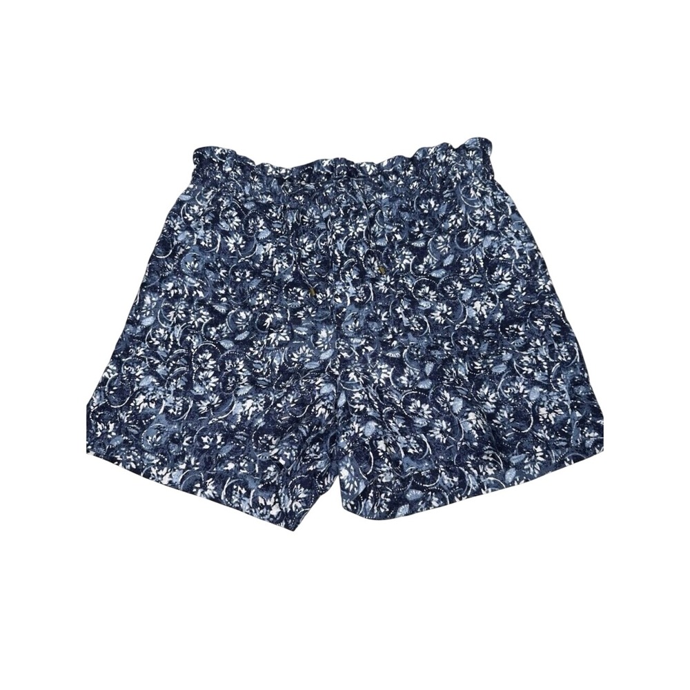 Ralph Lauren Linen Shorts Blue Paperbag Size 12 Floral Pull on